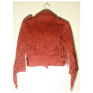 Forever21 genuine suede rust fringe jacket